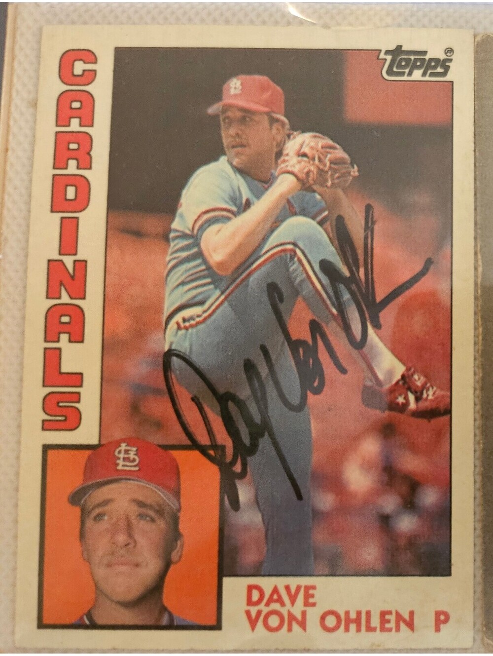 AUTOGRAPHED SIGNED 1984 Topps Dave Von Ohlen - ST Louis Cardinals